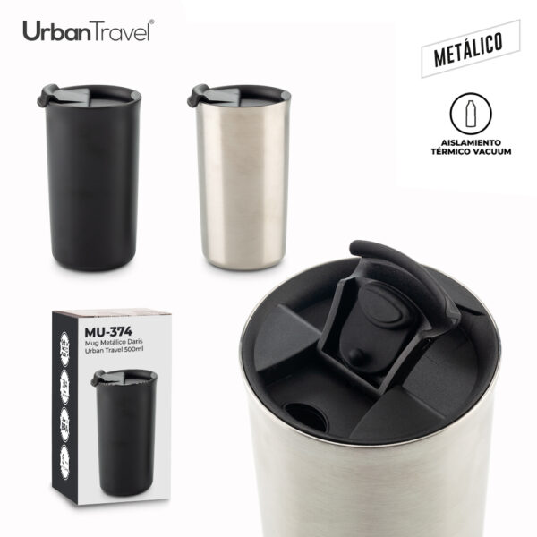 MU-374 Mug Metálico Daris Urban Travel 500ml OFERTA