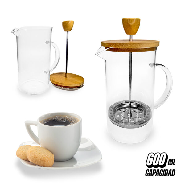 MU-404 Cafetera en Vidrio y Bambú 600ml NUEVO