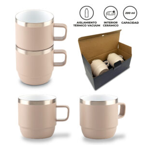 MU-410 SET DE MUGS METALICOS STYLOR 200mL
